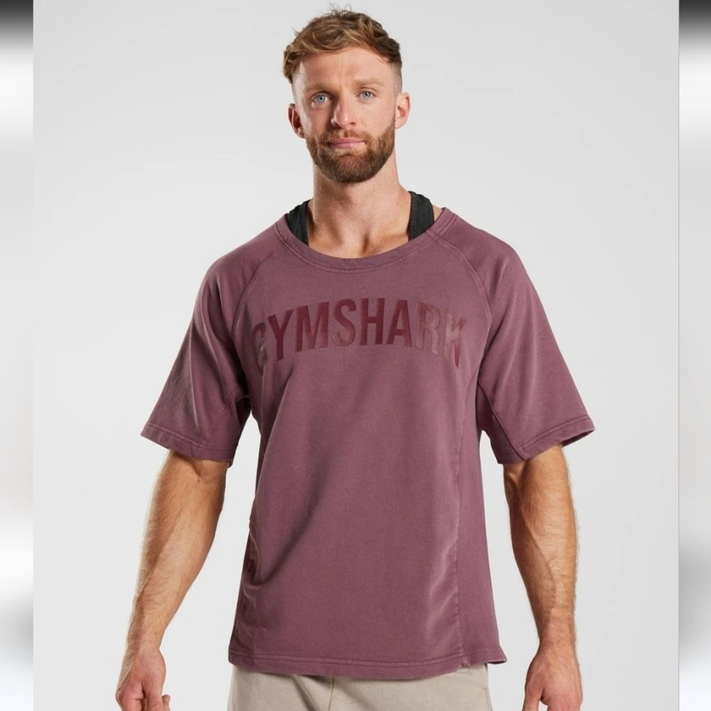 Gymshark Size S Cherry Brown Power Washed Rag Top Sweatshirt